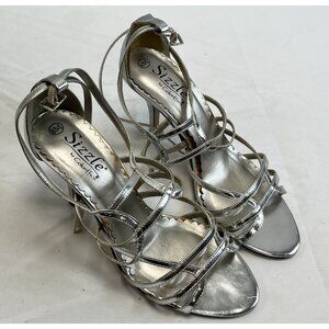 Woman’s 8 Vintage Silver “Sizzle” Musta Metallic Heels 🩶